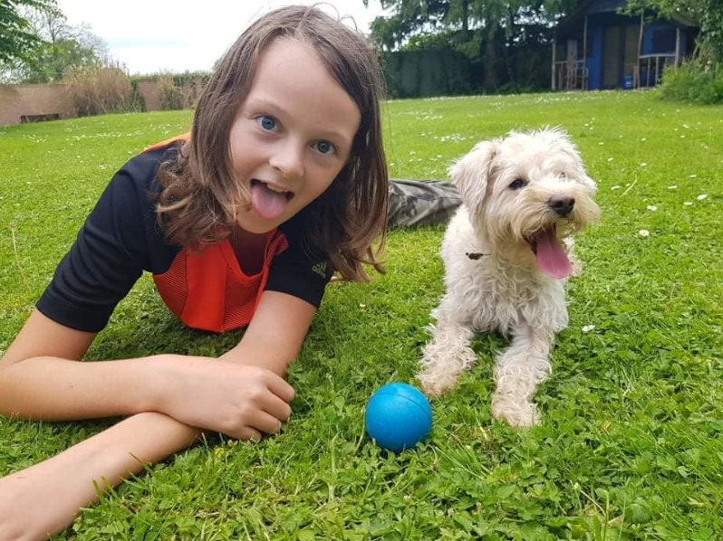 Tyler David and a dog